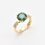 Created Emerald Ring made in 18k Gold Vermeil with Round Created Green Emerald in Prong setting, May Birthstone gift idea, symbolizes, ideal for everyday wear and perfect for birthday gifting and special occasions.