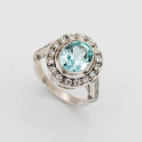 Blue Victorian Ring - Vintage Aquamarine Ring, Blue Oval Ring