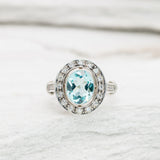 Blue Victorian Ring - Vintage Aquamarine Ring, Blue Oval Ring