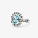 Blue Victorian Ring - Vintage Aquamarine Ring, Blue Oval Ring