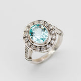 Blue Victorian Ring - Vintage Aquamarine Ring, Blue Oval Ring