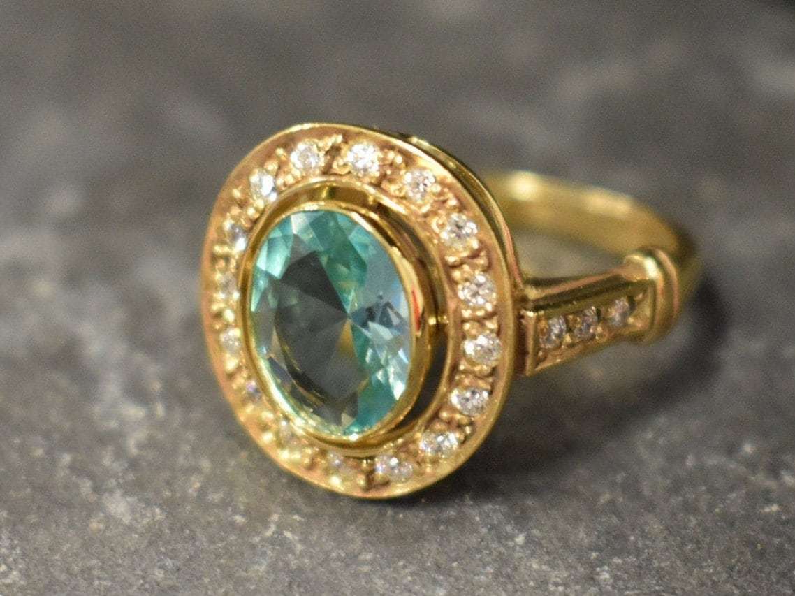 Aquamarine Ring, Created Aquamarine, Victorian Ring, Blue Vintage Ring, Unique Stone Ring, Blue Diamond Ring, Vintage Ring, 925 Silver Ring(1)