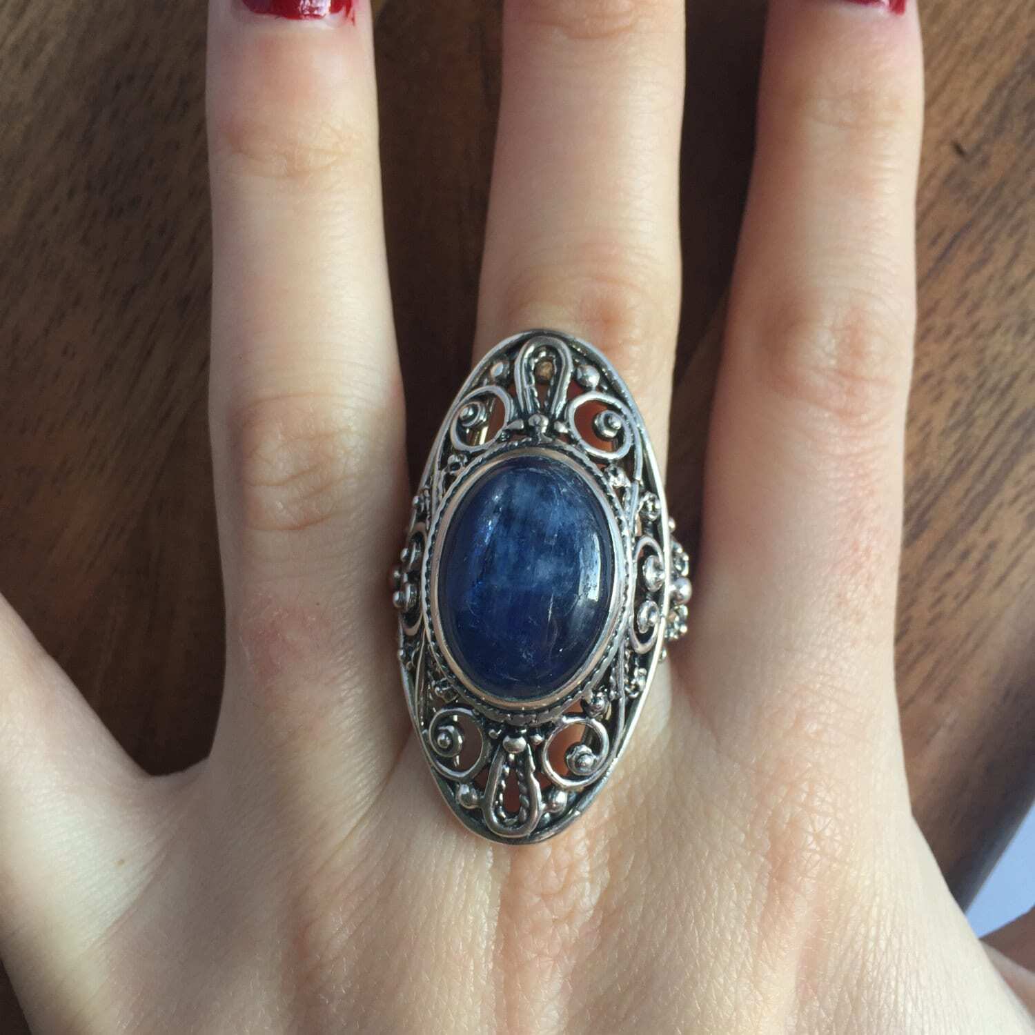 Blue Vintage Ring, Kyanite Ring, Statement Ring, Taurus Ring, Vintage Rings, Taurus Birthstone, Unique Ring, Silver Ring, Natural Kyanite
