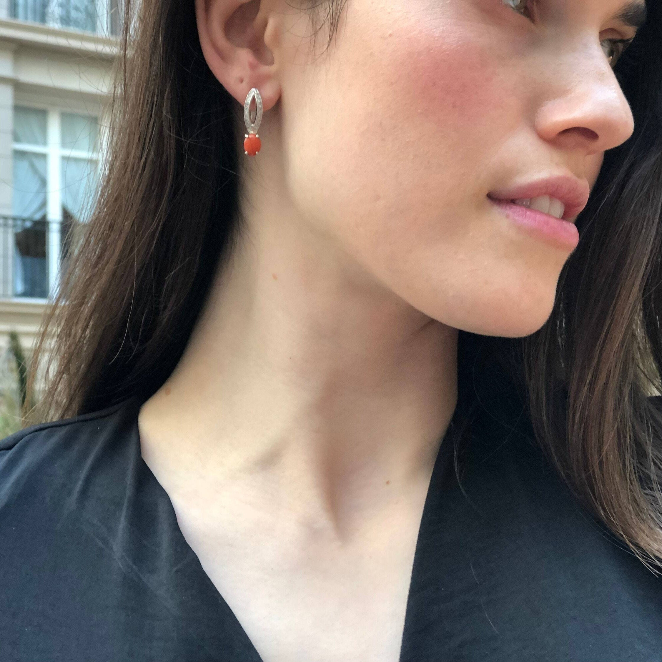 Elegant 925 Sterling Silver earrings featuring an oval natural green emerald, perfect for May birthdays and special occasions.