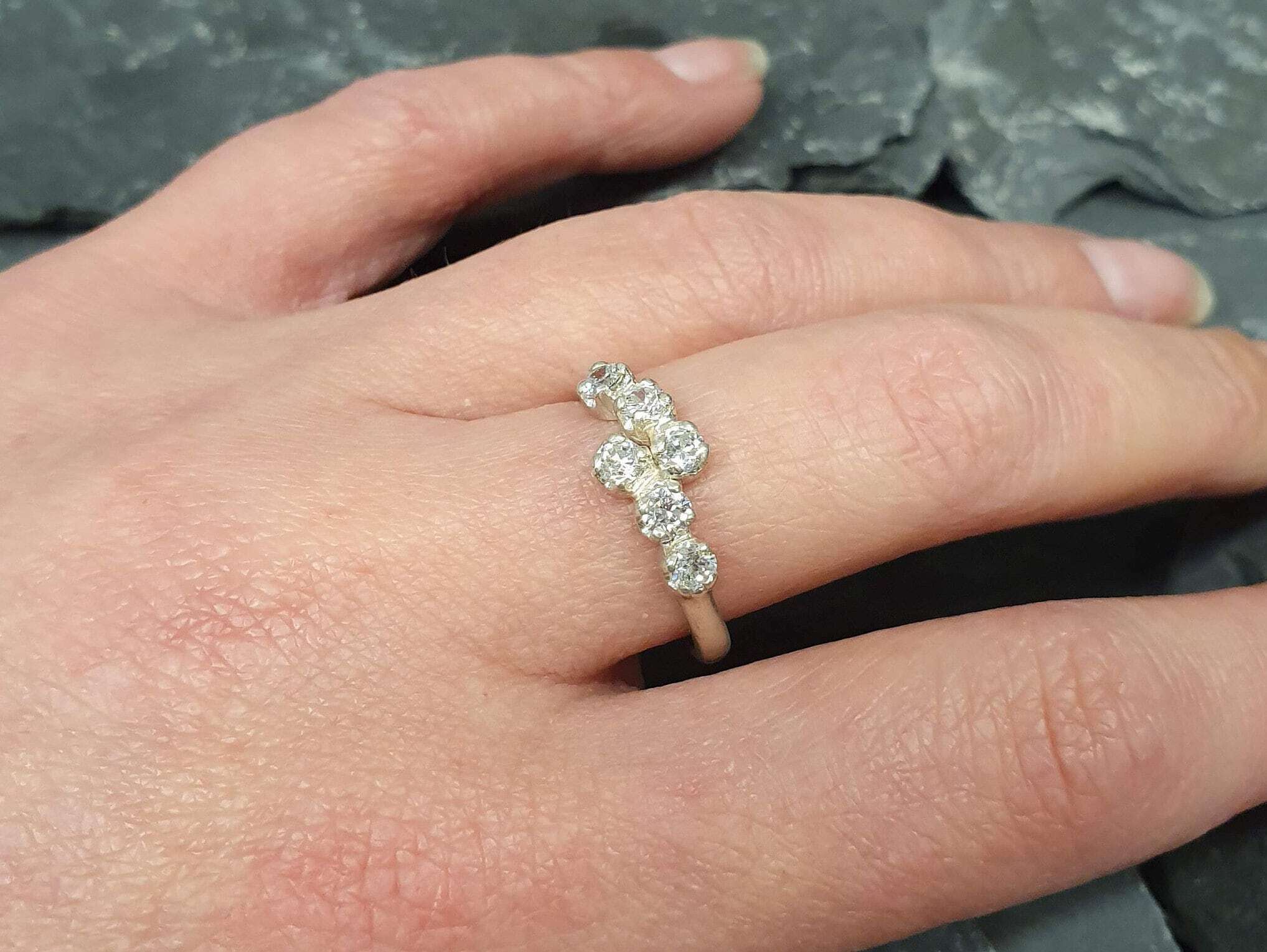 Vintage Diamond Band, 1 Carat Ring, Diamond Band, Created Diamond, 1 Carat Band, Diamond Band, Dainty Ring, Dainty Band, Solid Silver Ring