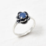 Sapphire Flower Ring, Real Sapphire Ring, Natural Sapphire, Blue Sapphire Ring, Silver Flower Ring, Vintage Blue Ring, Vintage Silver Ring