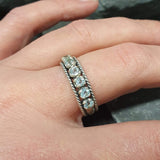 Half Eternity Ring, Bezel Ring, Blue Topaz Ring, Bridal Band, Natural Blue Topaz, Solid Silver Ring, Pure Silver, Sterling Silver Ring