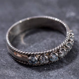 Half Eternity Ring, Bezel Ring, Blue Topaz Ring, Bridal Band, Natural Blue Topaz, Solid Silver Ring, Pure Silver, Sterling Silver Ring