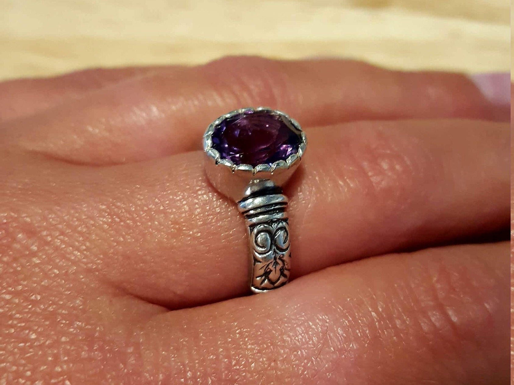 Tribal Amethyst Ring, Amethyst Ring, Natural Amethyst, February Birthstone, Vintage Rings, Purple Amethyst, Solid Silver Ring, Amethyst