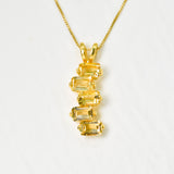 Citrine Baguette Pendant - Natural Citrine Necklace - Gold Citrine Pendant