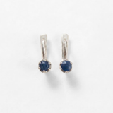 Natural Sapphire Earrings made in 925 Sterling Silver with Round Natural Blue Sapphire in Solitaire setting, September Birthstone gift idea, symbolizes sincerity, truth, and faithfulness, ideal for everyday wear and perfect for birthday gifting and special occasions.