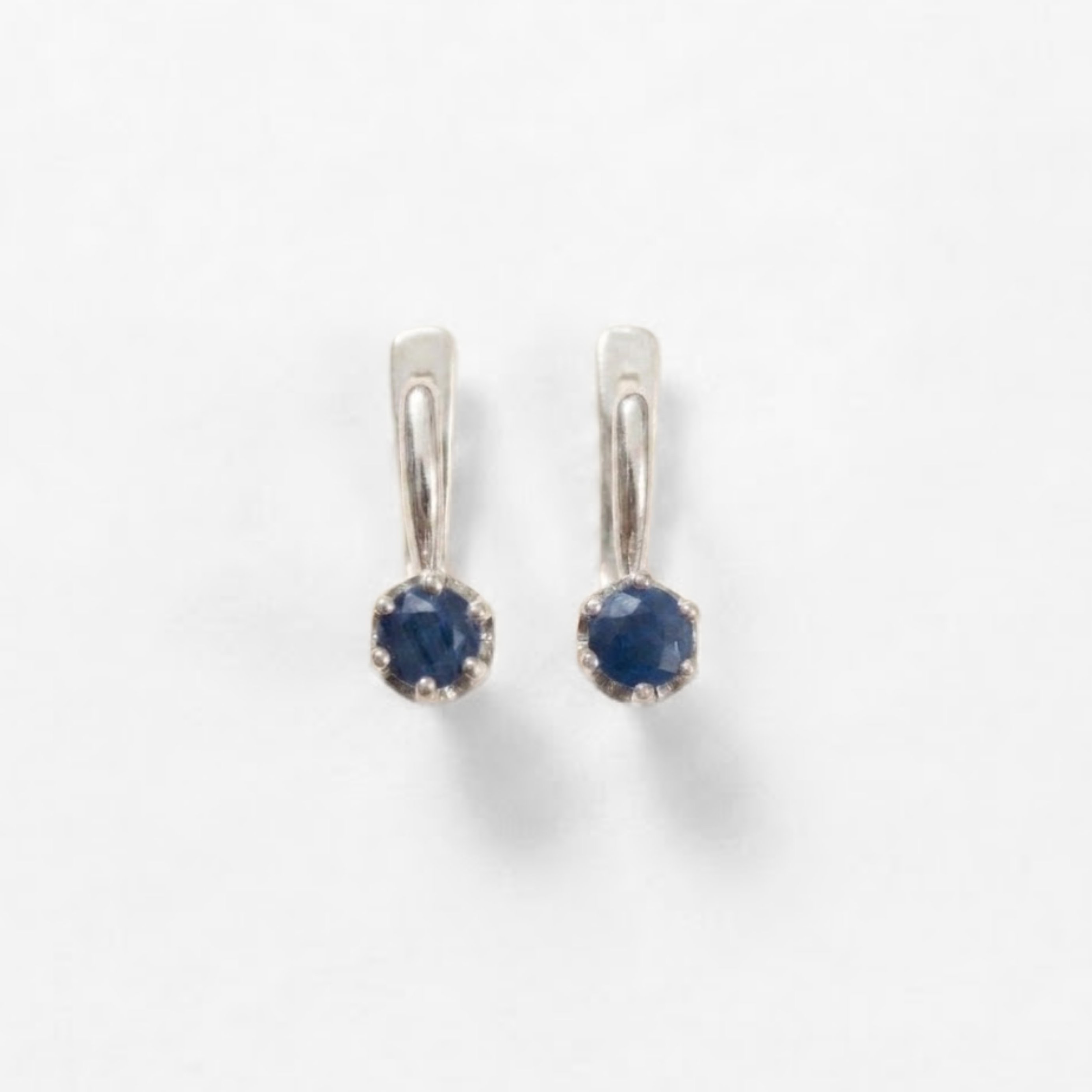Natural Sapphire Earrings made in 925 Sterling Silver with Round Natural Blue Sapphire in Solitaire setting, September Birthstone gift idea, symbolizes sincerity, truth, and faithfulness, ideal for everyday wear and perfect for birthday gifting and special occasions.