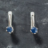 Dainty Sapphire Earrings - Blue Gemstone Earrings - Sapphire Solitaire Earrings