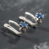 Dainty Sapphire Earrings - Blue Gemstone Earrings - Sapphire Solitaire Earrings