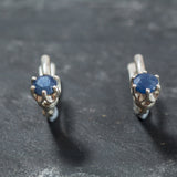 Dainty Sapphire Earrings - Blue Gemstone Earrings - Sapphire Solitaire Earrings