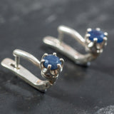 Dainty Sapphire Earrings - Blue Gemstone Earrings - Sapphire Solitaire Earrings