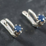 Dainty Sapphire Earrings - Blue Gemstone Earrings - Sapphire Solitaire Earrings