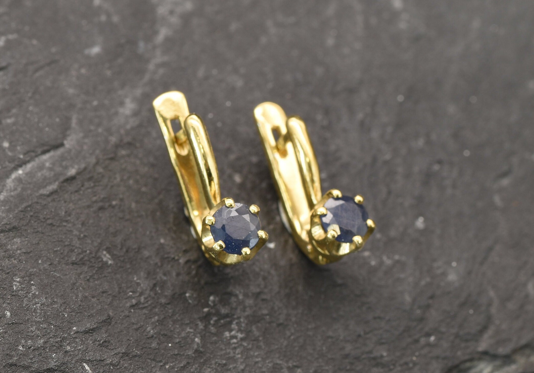 Natural Sapphire Earrings, Sapphire Earrings, Vintage Earrings, Genuine Sapphire, September Birthstone, Blue Earrings, Silver Earrings(1)