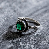 Round Emerald Ring - Vintage Emerald Ring - Green Vintage Ring