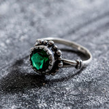 Round Emerald Ring - Vintage Emerald Ring - Green Vintage Ring