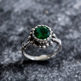 Round Emerald Ring - Vintage Emerald Ring - Green Vintage Ring