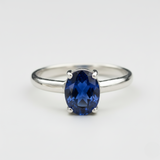 Created Sapphire Ring in 925 Sterling Silver, featuring a vibrant blue stone, ideal September birthday gift for any occasion.