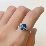 Sapphire Ring in 925 Sterling Silver, with an oval blue stone, a thoughtful September birthday gift for lasting elegance.
