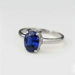 Elegant Created Sapphire Ring in 925 Sterling Silver, perfect for September birthdays, symbolizing loyalty and devotion.