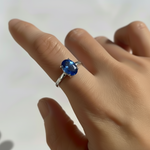 925 Sterling Silver Created Sapphire Ring, September Birthstone, symbolizes sincerity and faithfulness, perfect for gifting and everyday wear.