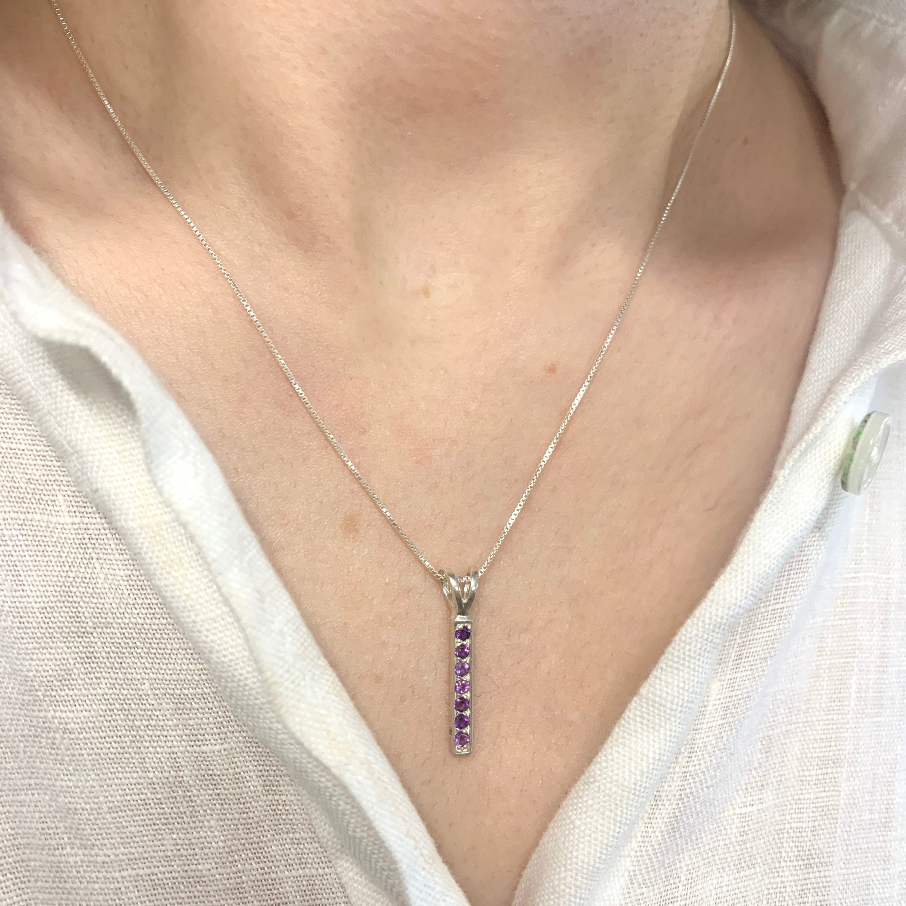 Amethyst Pendant, Purple Gold Necklace, Natural Amethyst, February Birthstone, February Necklace, Bar Pendant, Line Necklace, Gold Vermeil(3)