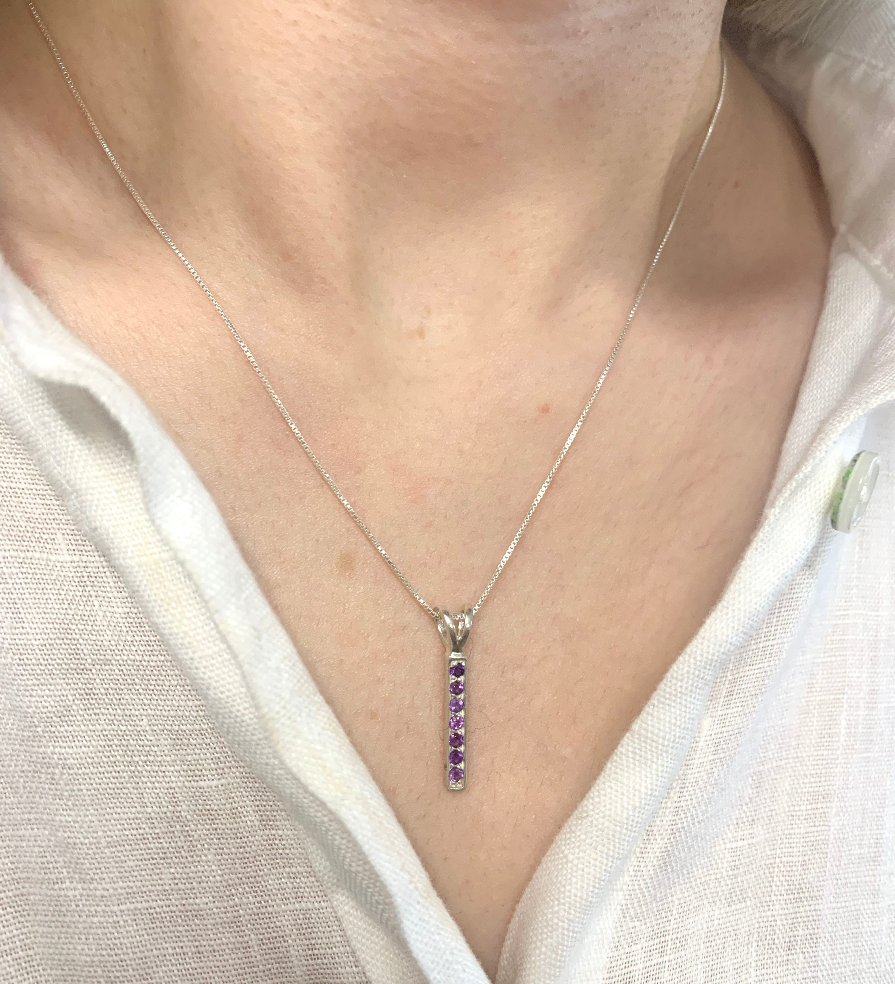 Amethyst Pendant, Purple Gold Necklace, Natural Amethyst, February Birthstone, February Necklace, Bar Pendant, Line Necklace, Gold Vermeil(3)