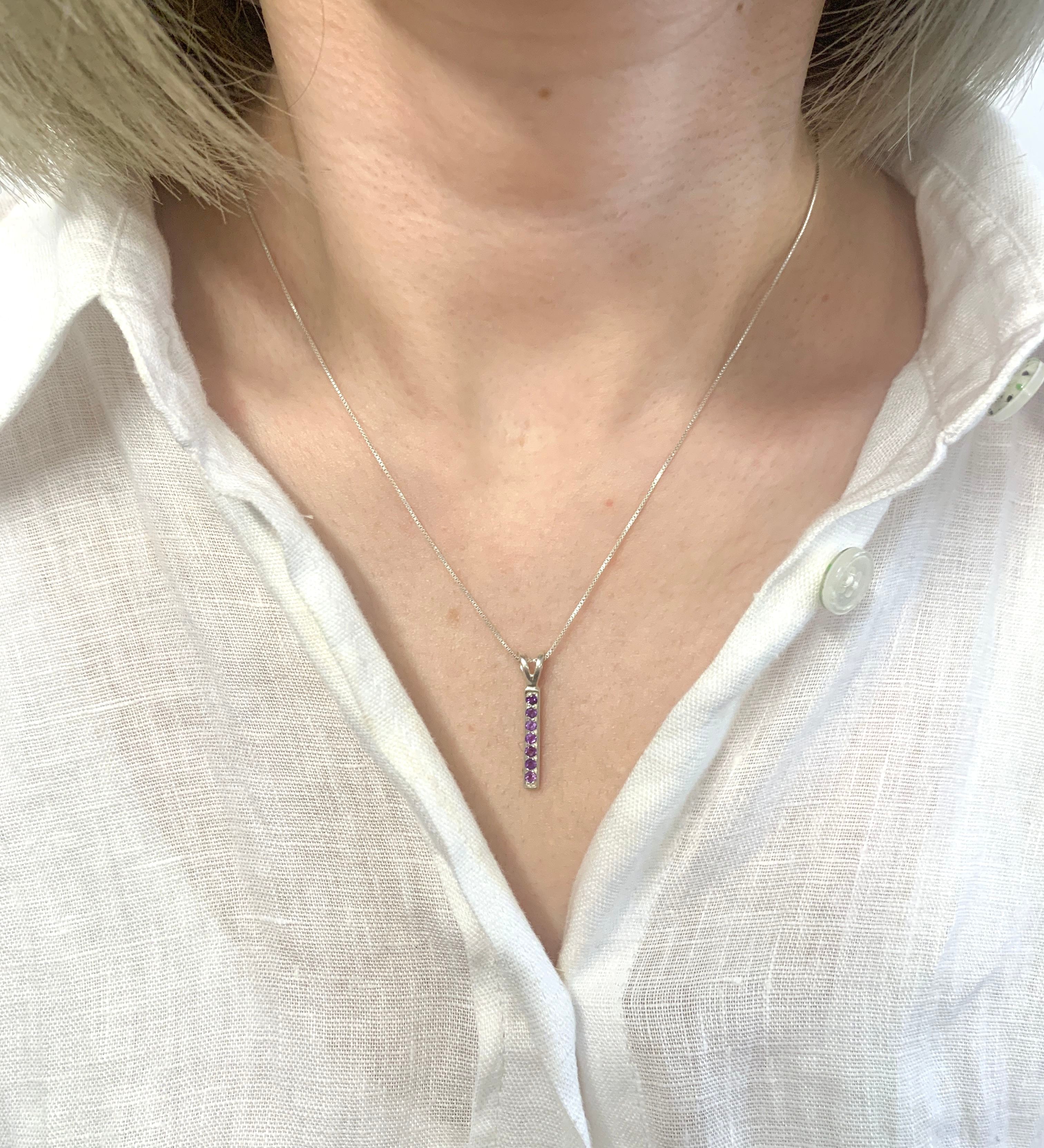 Amethyst Pendant, Purple Gold Necklace, Natural Amethyst, February Birthstone, February Necklace, Bar Pendant, Line Necklace, Gold Vermeil(3)