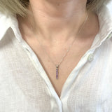 Vertical Amethyst Pendant - Purple Bar Necklace - February Birthstone Necklace