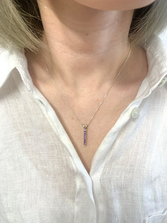 Vertical Amethyst Pendant - Purple Bar Necklace - February Birthstone Necklace