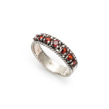 Half Eternity Gold Band - Natural Garnet Ring, Natural Garnet Ring, Vintage Gold Ring