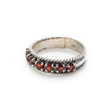 Garnet Stackable Band - Half Eternity Ring - Vintage Garnet Band