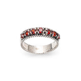 Garnet Stackable Band - Half Eternity Ring - Vintage Garnet Band