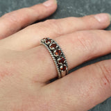 Garnet Stackable Band - Half Eternity Ring - Vintage Garnet Band