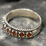 Garnet Stackable Band - Half Eternity Ring - Vintage Garnet Band