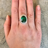 Victorian Emerald Ring - Emerald Statement Ring - Halo Emerald Ring