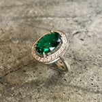 Created Emerald Ring made in 925 Sterling Silver with Oval Created Green Emerald in Prong setting, May Birthstone gift idea, symbolizes, ideal for everyday wear and perfect for birthday gifting and special occasions.