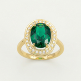 Created Emerald Ring made in 18k Gold Vermeil with Oval Created Green Emerald in Prong setting, May Birthstone gift idea, symbolizes, ideal for everyday wear and perfect for birthday gifting and special occasions.