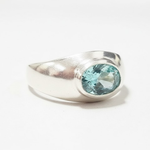 Crafted Aquamarine Ring in 925 Silver features an oval stone, a beautiful gift for March birthdays and special moments.