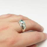 Aquamarine Bezel Ring in 925 Sterling Silver, perfect for March birthdays, symbolizes courage and ideal for everyday elegance.