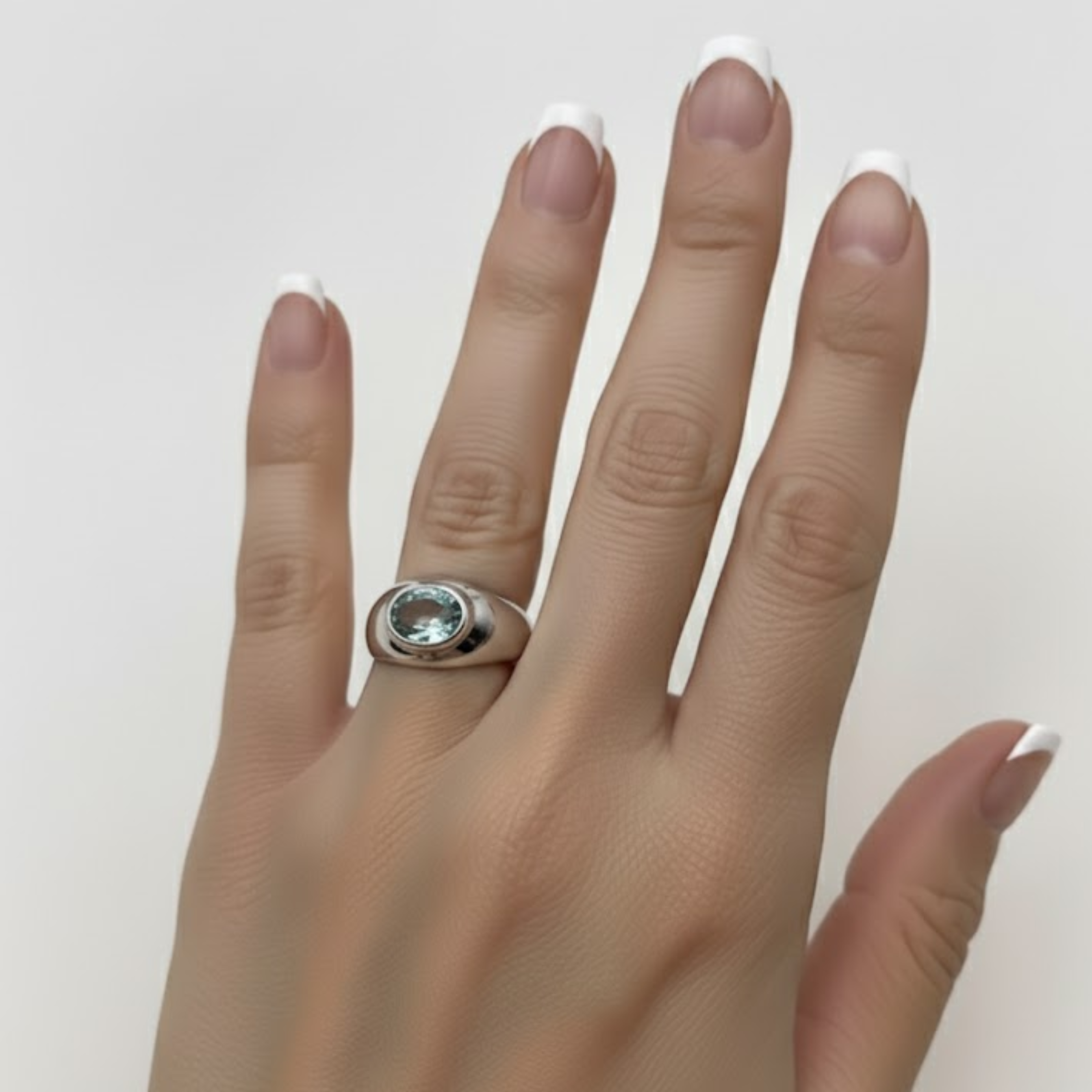 Radiant Oval Aquamarine Ring in 925 Sterling Silver, perfect for March birthdays, symbolizing courage and everyday charm.