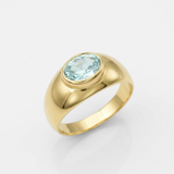 Stunning 18k Gold Vermeil ring set with an exquisite oval Aquamarine, a meaningful gift for March birthdays and cherished moments.