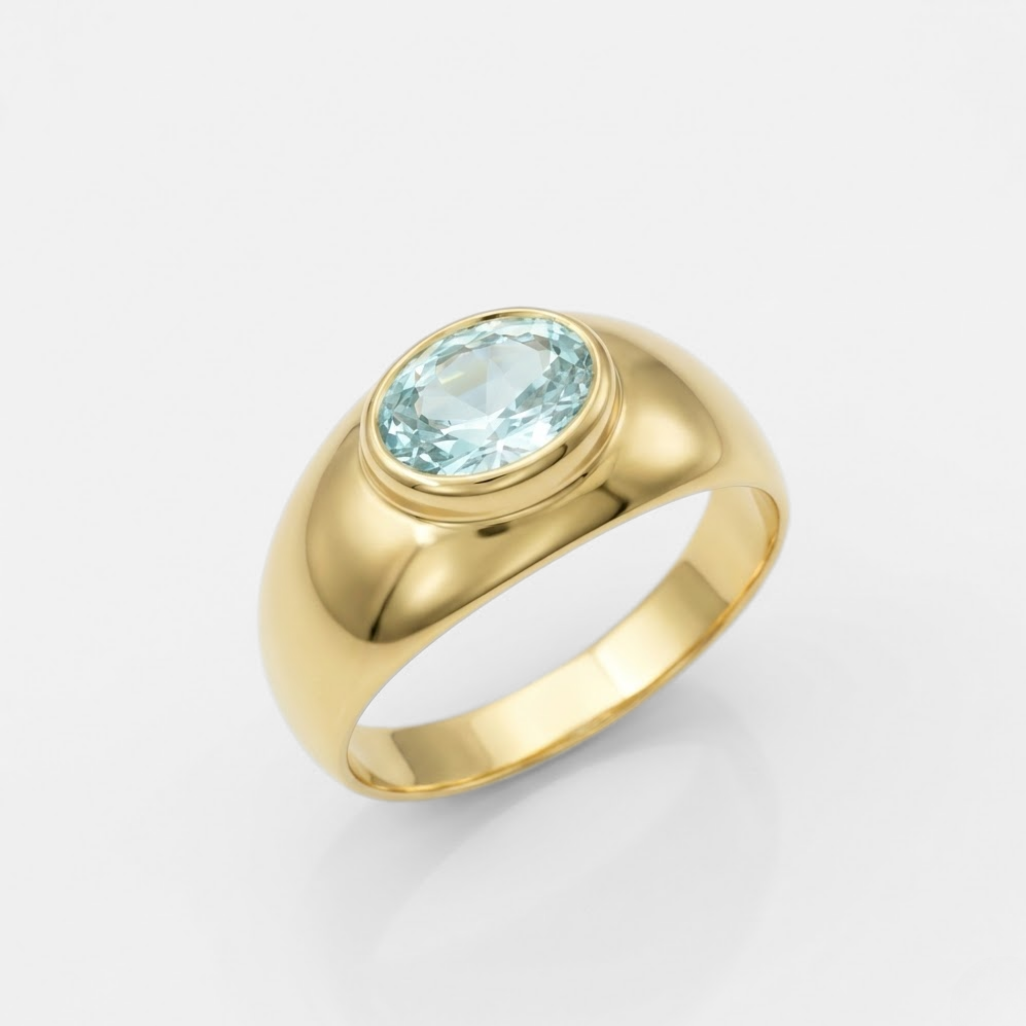 Stunning 18k Gold Vermeil ring set with an exquisite oval Aquamarine, a meaningful gift for March birthdays and cherished moments.