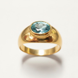 Stunning 18k Gold Vermeil ring set with an exquisite oval Aquamarine, a meaningful gift for March birthdays and cherished moments.
