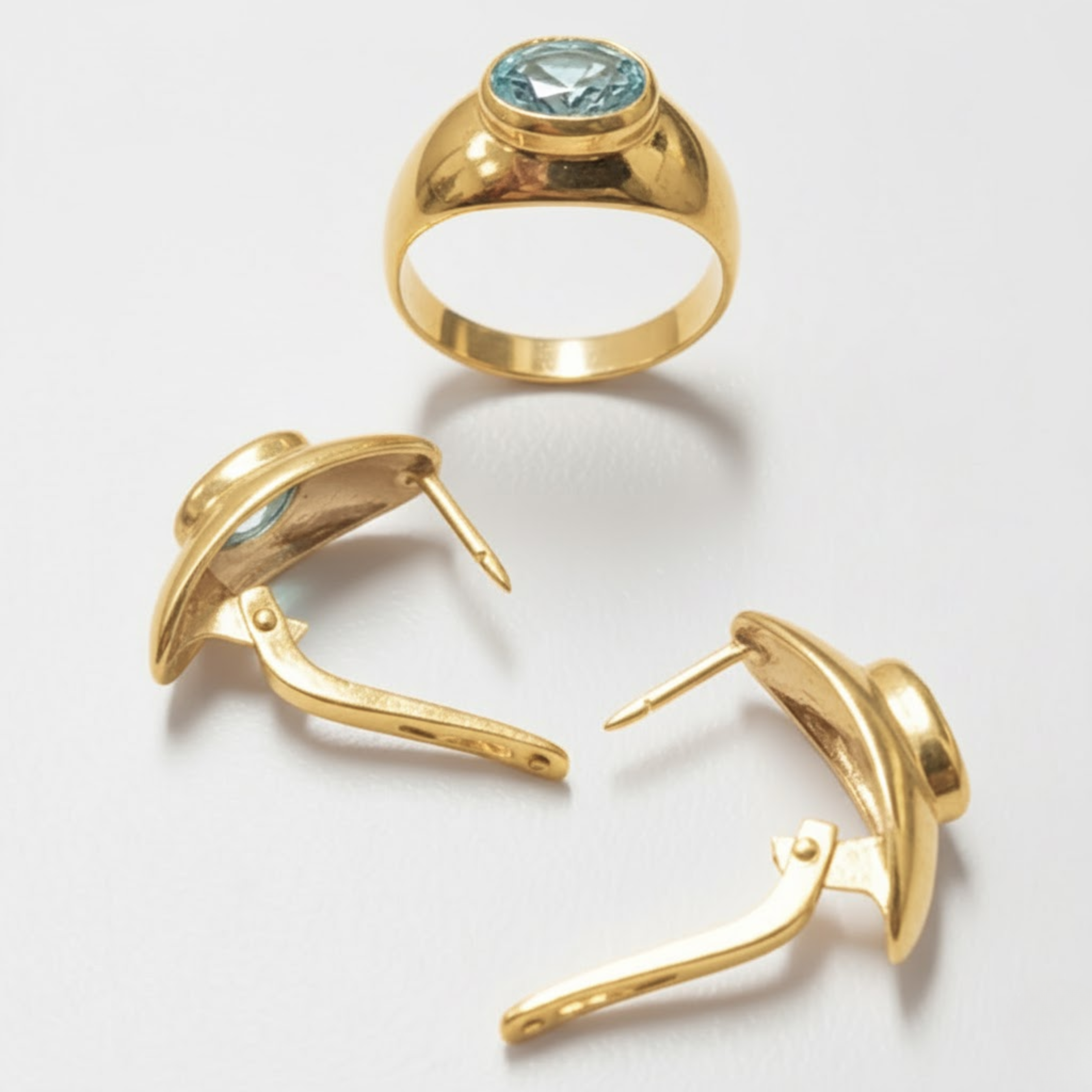 Gorgeous 18k Gold Vermeil ring with a vibrant oval Aquamarine, symbolizing good luck, perfect for everyday elegance.