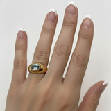 Charming 18k Gold Vermeil Aquamarine ring featuring an oval stone, perfect for daily wear and as a special March birthday gift.